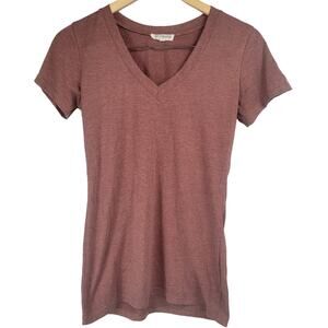 SKY AND SAND Womens T Shirt Size S V Neck Short Sleeve Red Blend‎ Casual Top